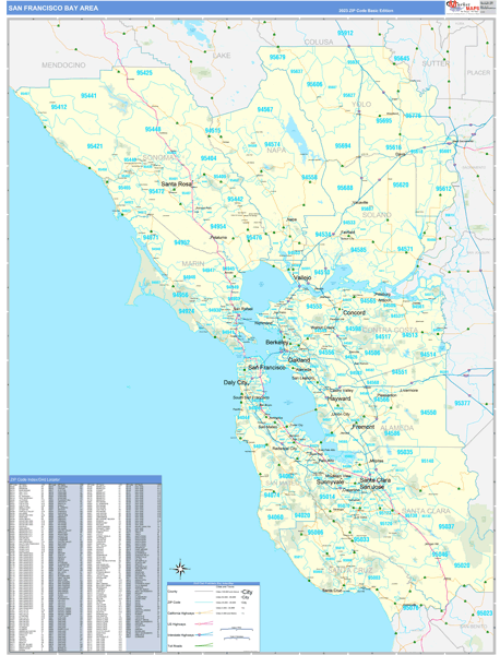 Bay Area Metro Area Wall Map